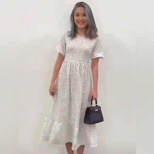 NWT Penshoppe Boho Polka Dot Midi Dress Small Puff Sleeves Flowy Cottagecore